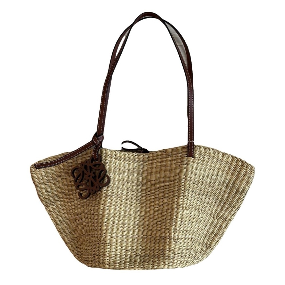 Loewe Tan Woven Tote with Brown Accents
